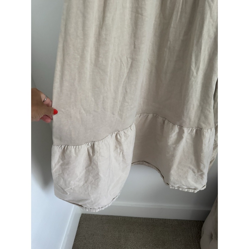 ZARA Gathered Maxi Dress Stone Neutral Size M Boho Flowy Summer Tiered - Picture 4 of 8